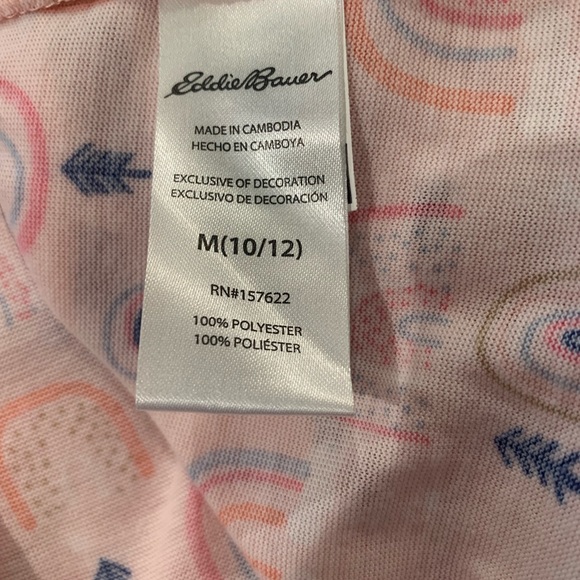 Girls Eddie Bauer Pink Pajama Set Size M 10/12 Like New Rainbows Arrows - Picture 14 of 14